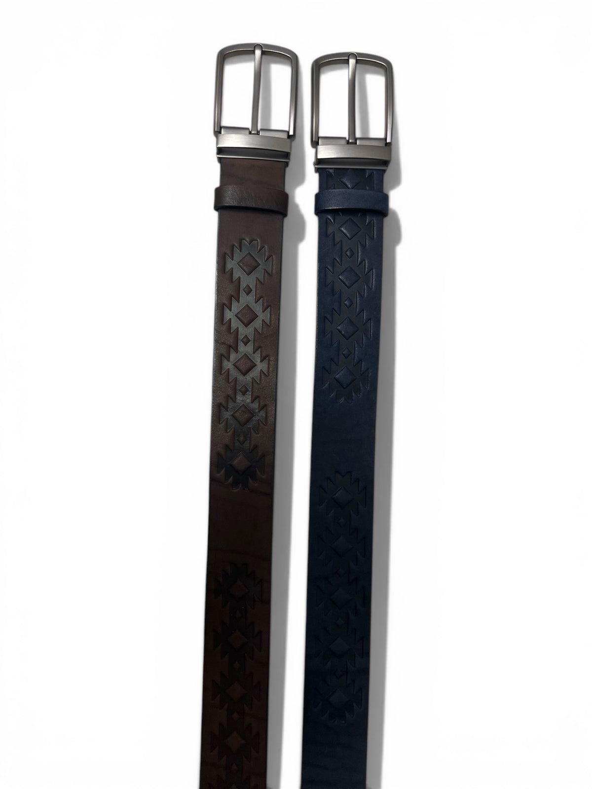 Eternity Armenian Embossed Leather Belt - Navy