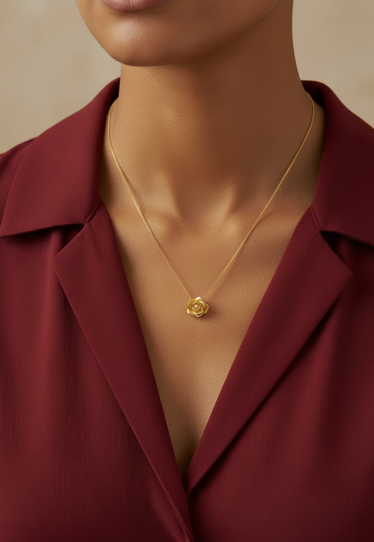 Golden Rose Pendant Necklace