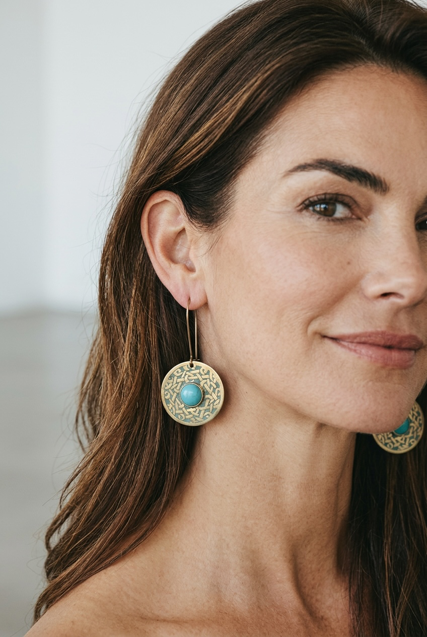 Long Circle Pendant Earrings