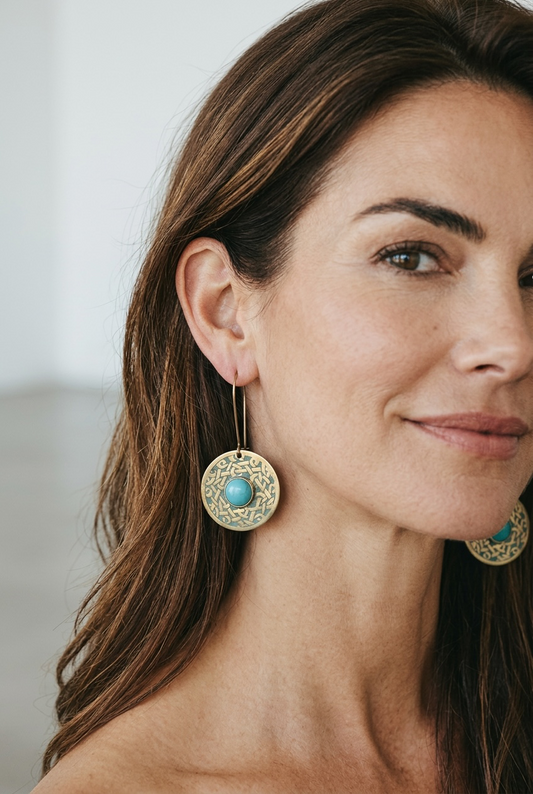 Long Circle Pendant Earrings