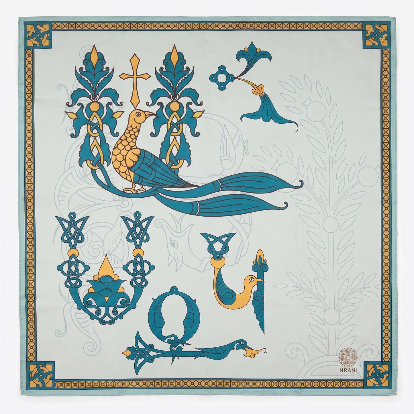 Trchnagir Armenian Alphabet Poly Silk Scarf 8