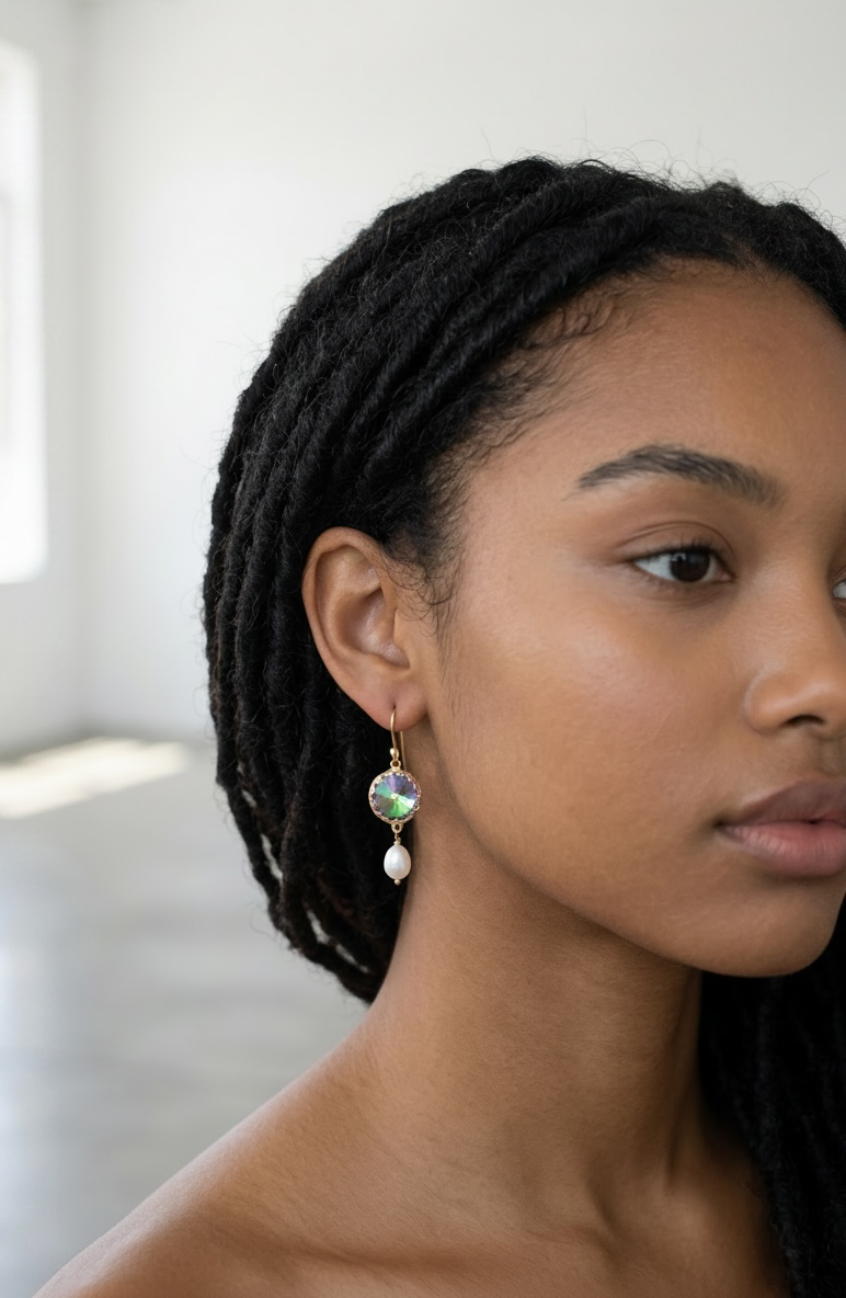 Gold rainbow Gem Earrings