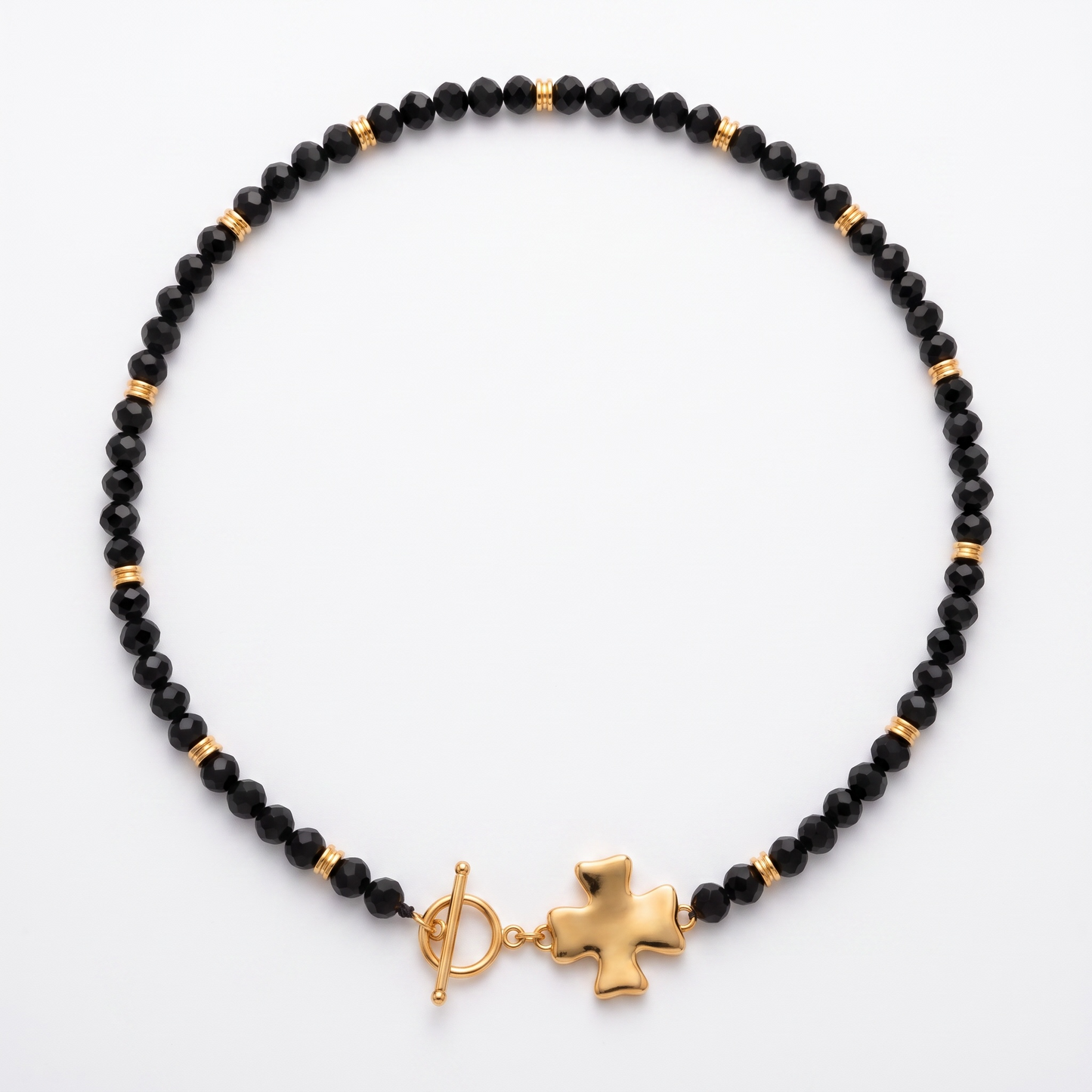Black and gold cross necklace