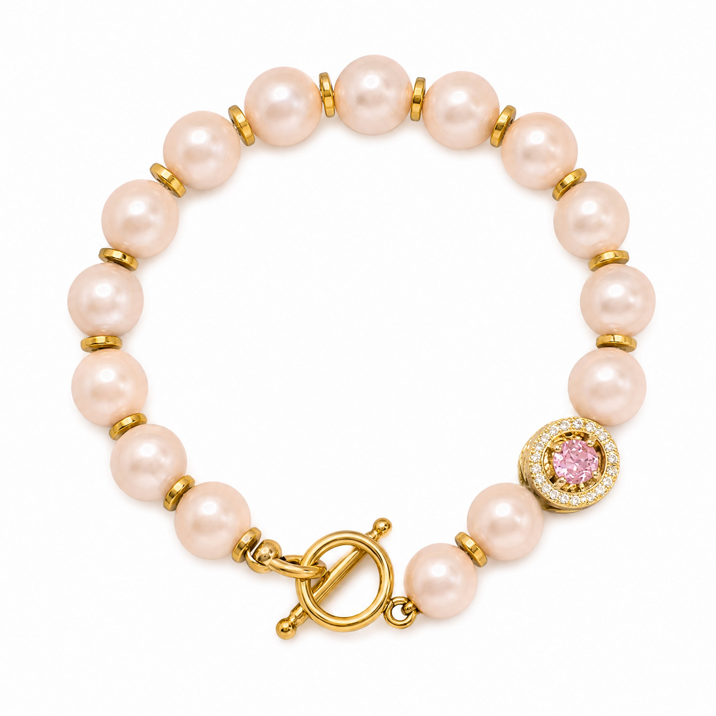 Pink pearl beaded bracelet