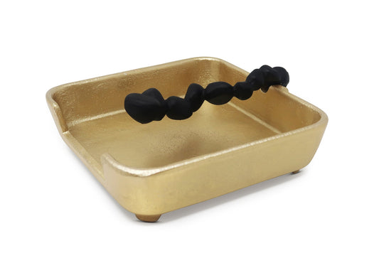 Square Napkin Holder With Black Pebble Design