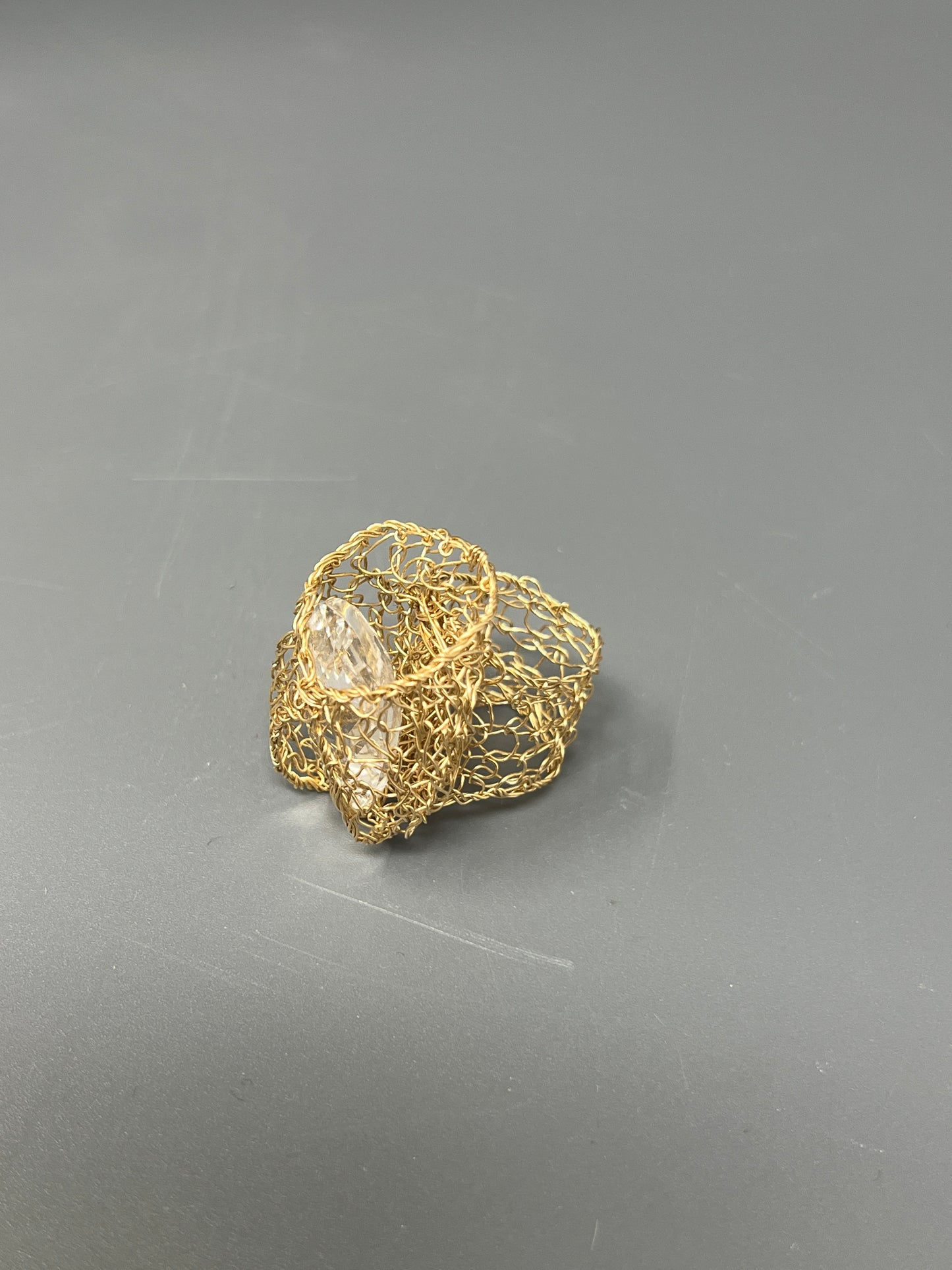 Gold-Filled Woven Swarovski Statement Ring