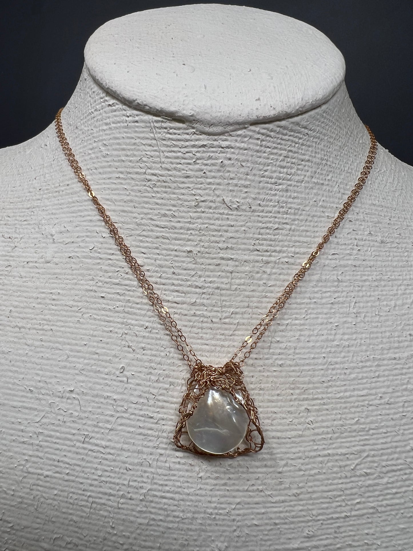 Rose Gold Woven Stone Pendant Necklace