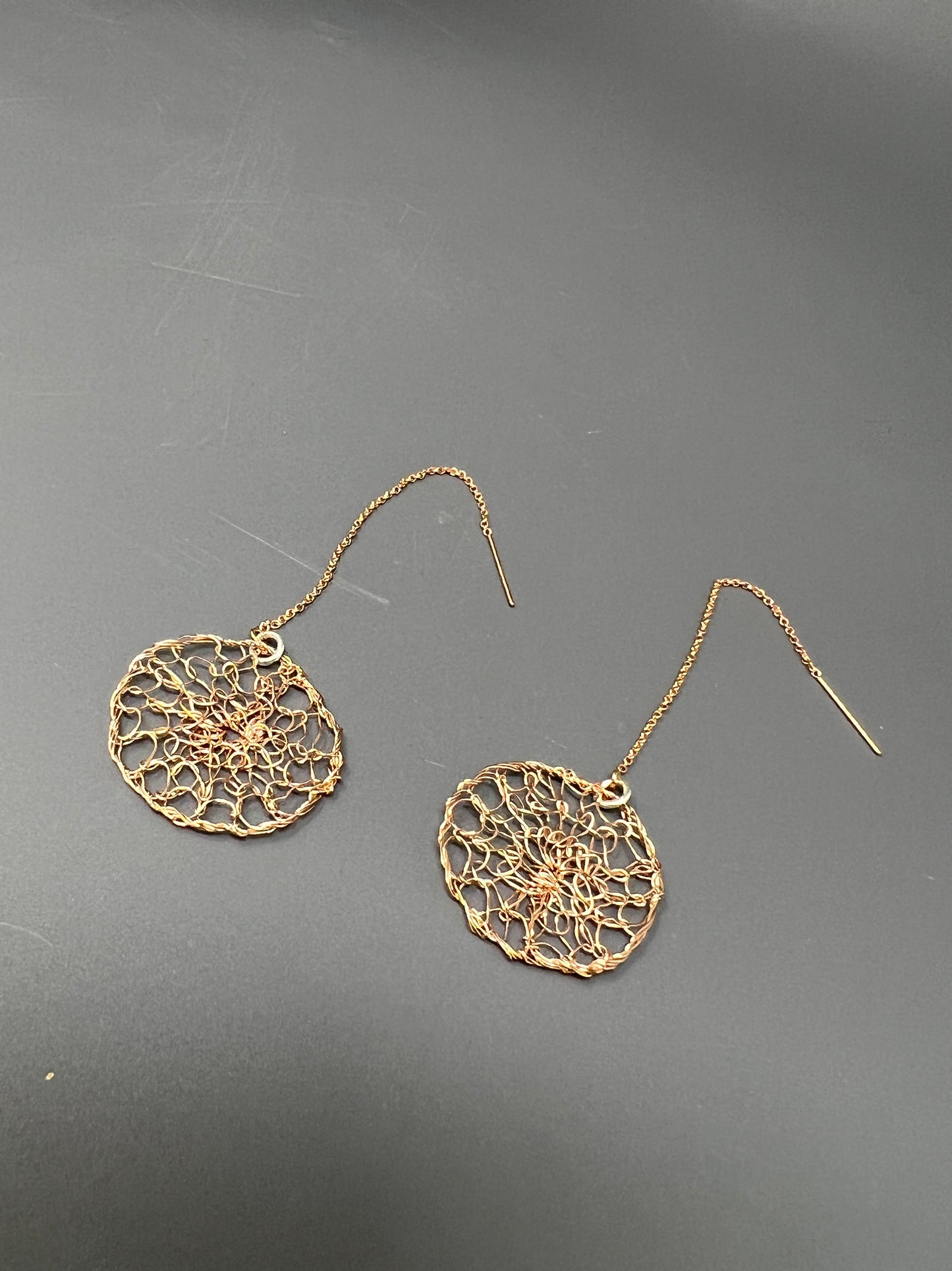 Rose Gold Woven Threader Earrings