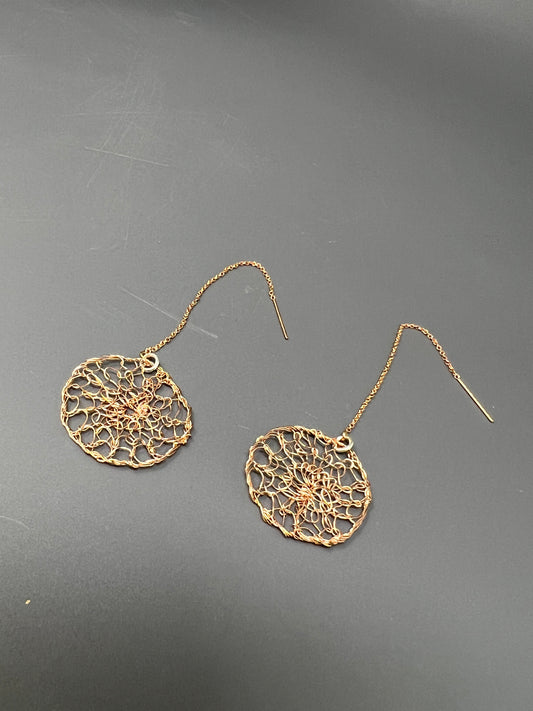 Rose Gold Woven Threader Earrings