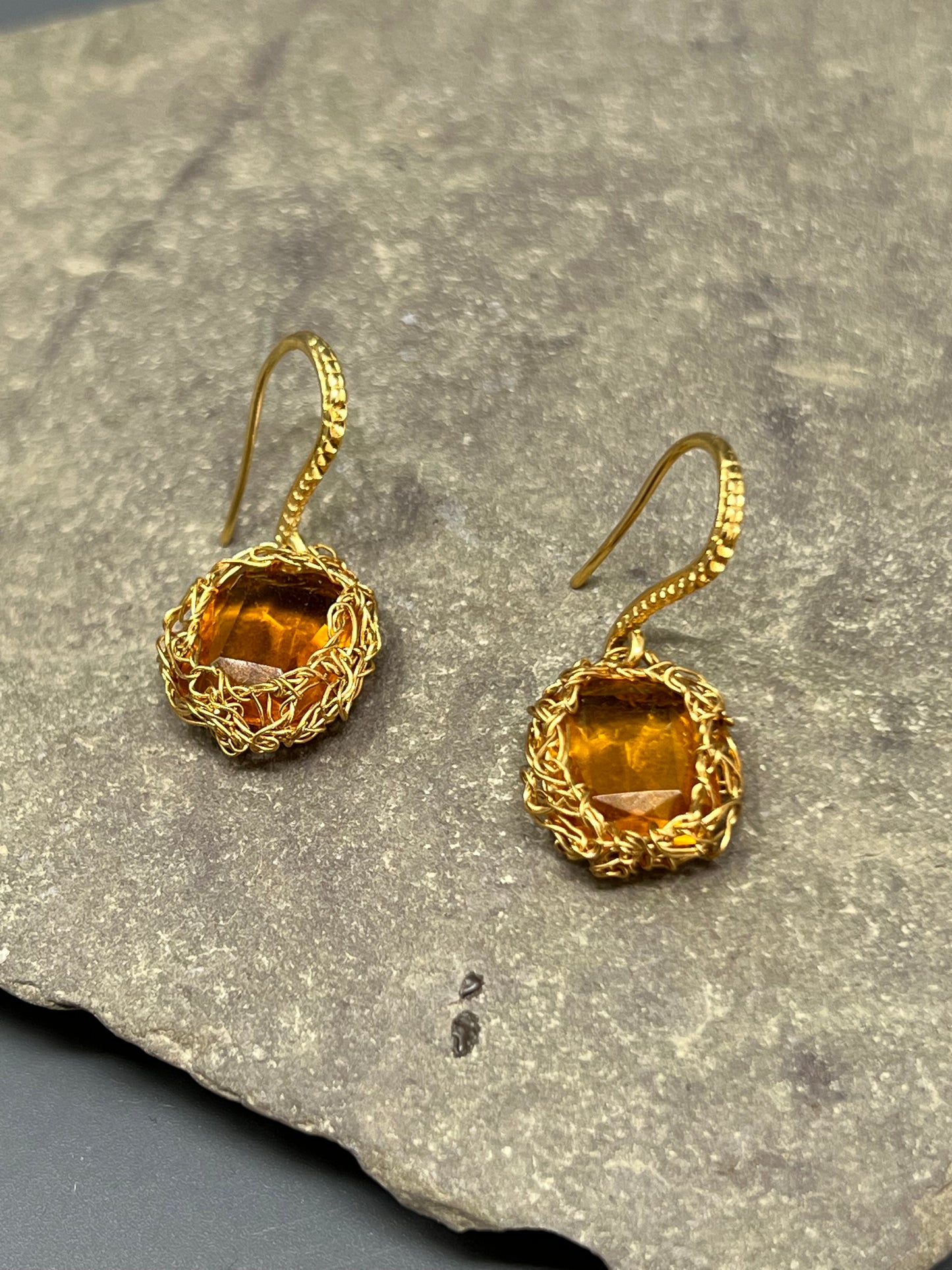 Woven Swarovski Drop Earrings