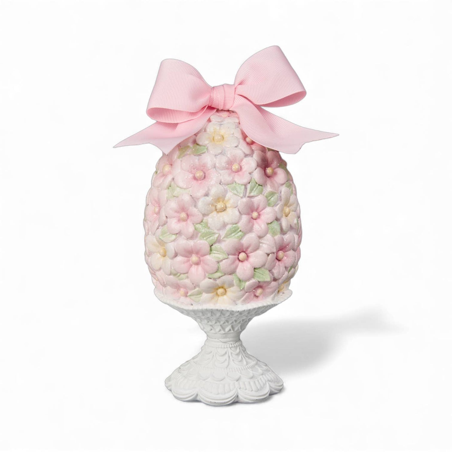 8in Pink Flower Egg on Stand: Spring Confections