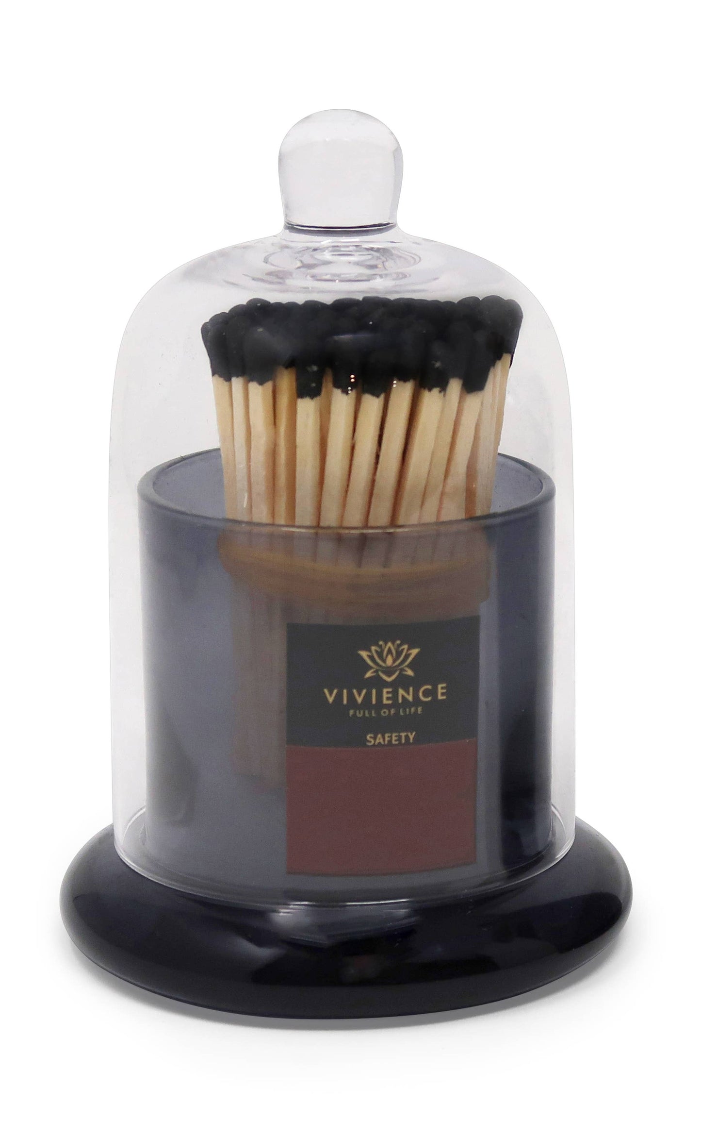 Match Holder Jar with Gold/Smoked Base: Smoked
