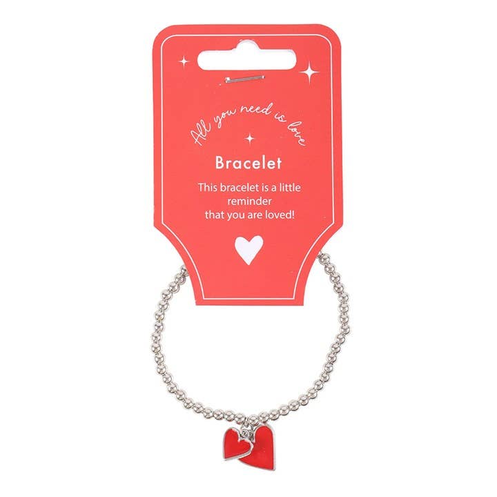 All You Need Is Love Valentine's Day Heart Charm Bracelet