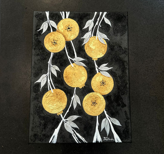 Golden Pomegranates on Black