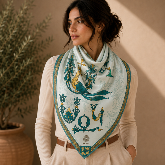 Trchnagir Armenian Alphabet Poly Silk Scarf 8