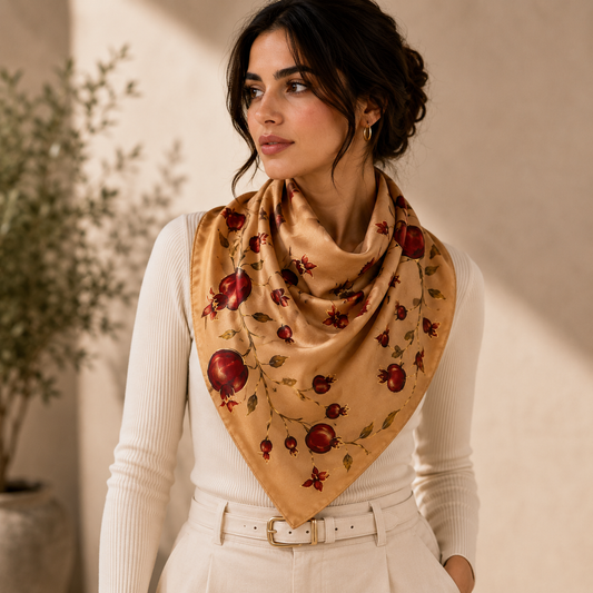 Batik Pomegranate Silk Scarf square