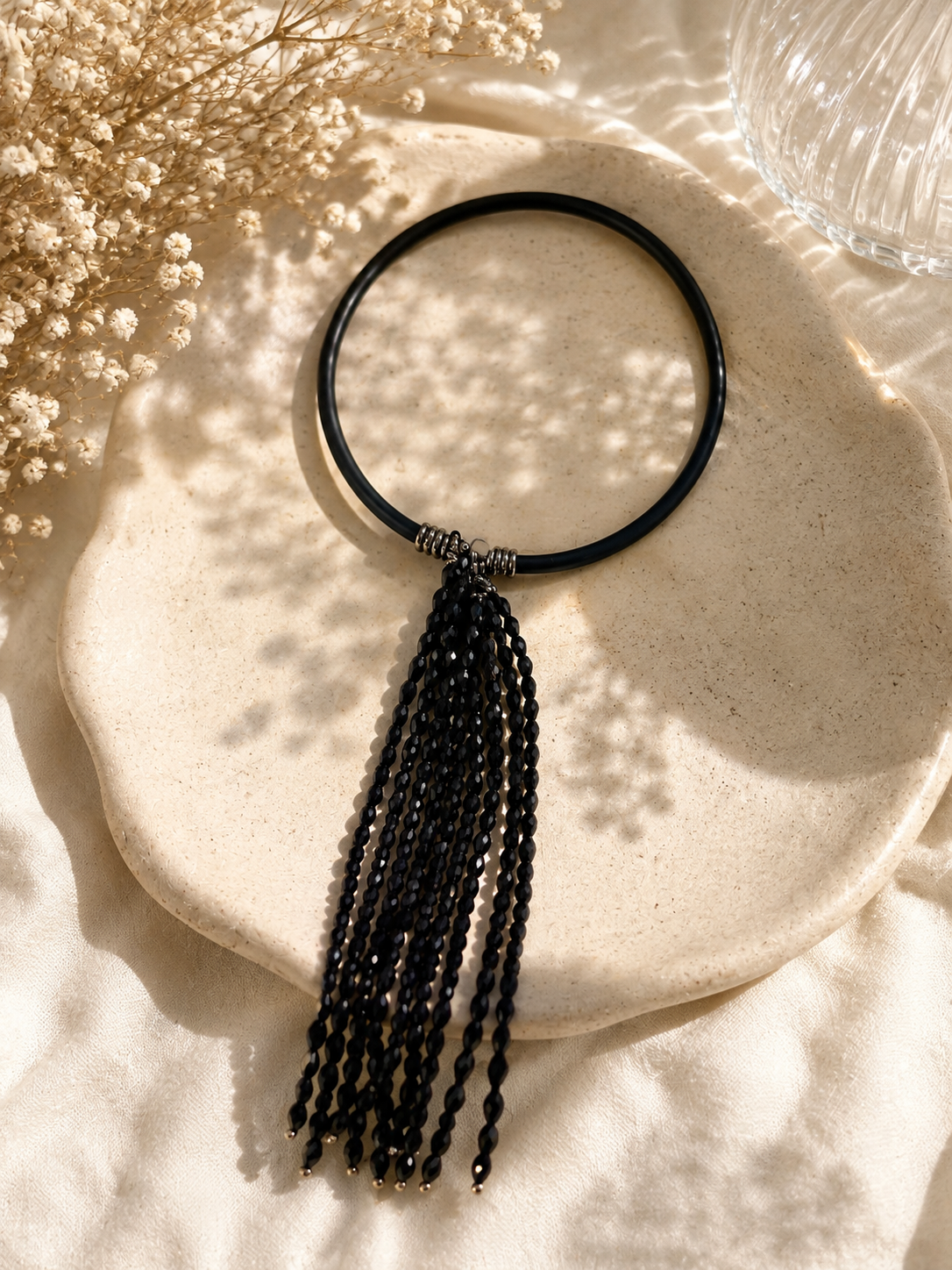 Midnight Noir Tassel Statement Necklace