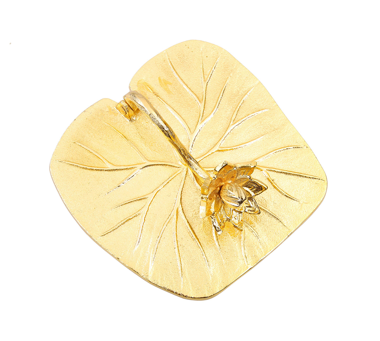 Gold Square Napkin Holder With Lotus Flower Design