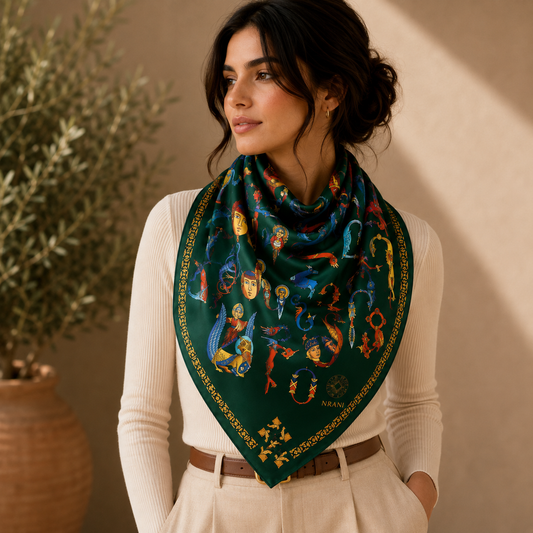 Trchnagir Armenian Alphabet Poly Silk Scarf 7