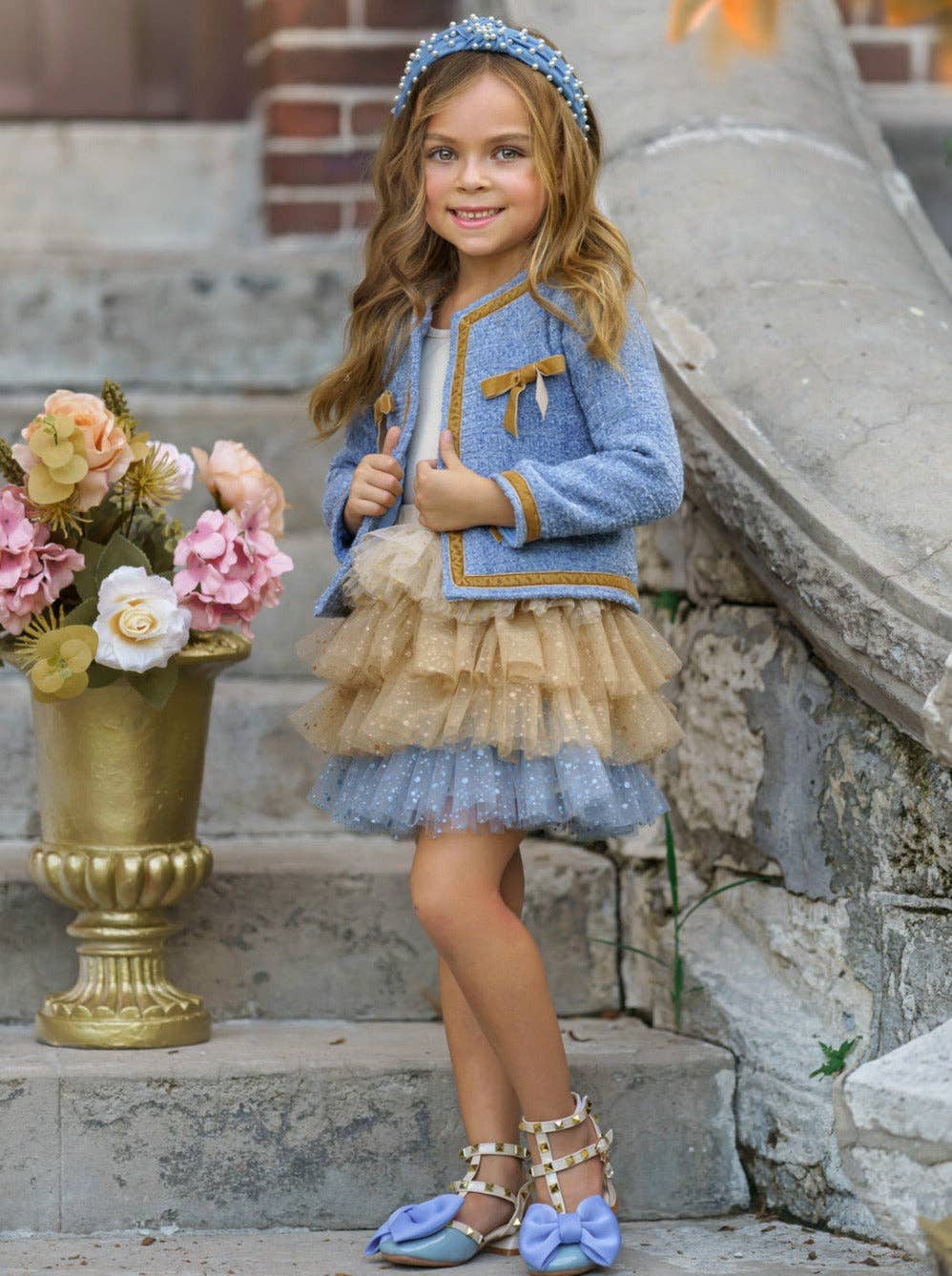 Hello Darling Blue Tweed Jacket & Tulle Skirt