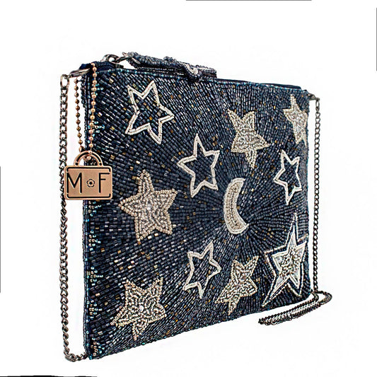 Super Nova Blue Celestial Stars & Moon Beaded Crossbody Mini