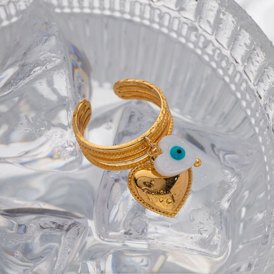 Evil Eye & Heart Ring