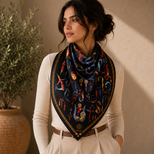 Trchnagir Armenian Alphabet Poly Silk Scarf 6