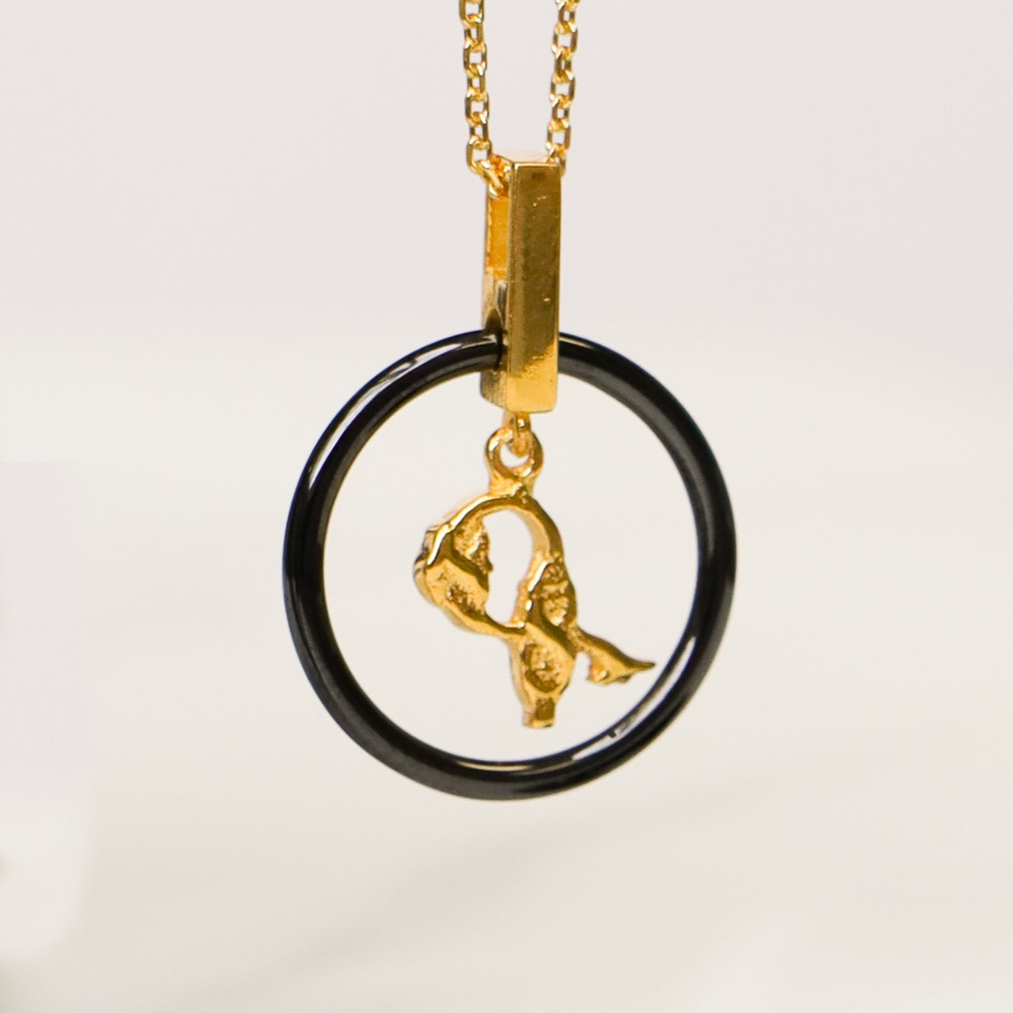 Armenian Alphabet Black with Gold Letter Necklace