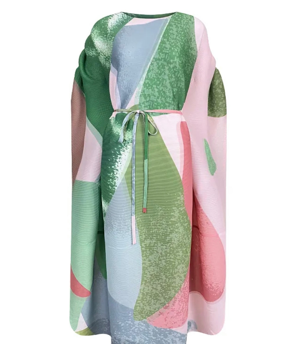 Loose Graffiti Kaftan Dress