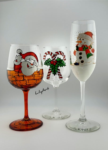 Festive Cheer Hand-Painted Wine Glasses