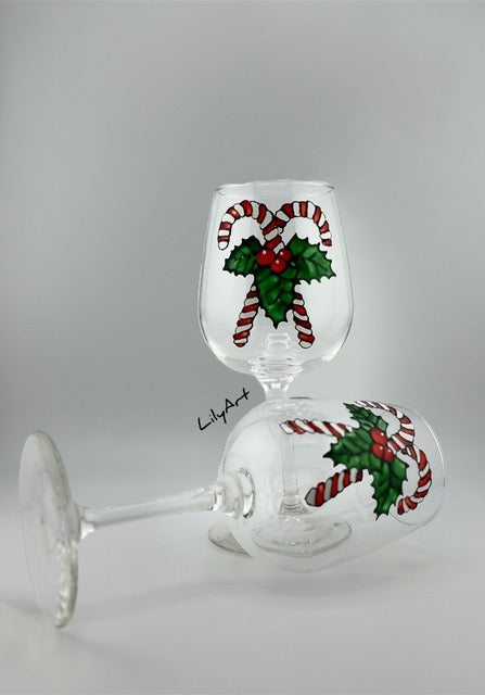 Festive Cheer Hand-Painted Wine Glasses