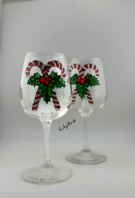 Festive Cheer Hand-Painted Wine Glasses