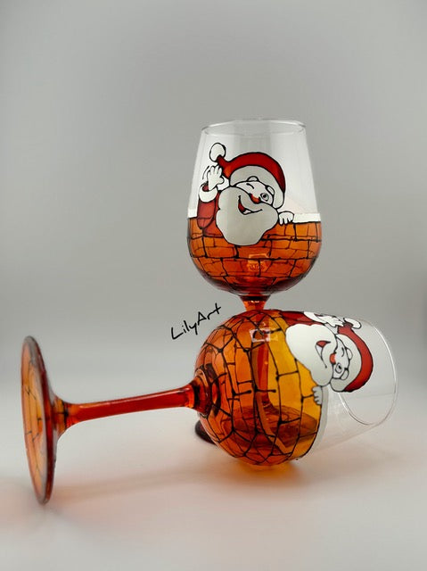 Festive Cheer Hand-Painted Wine Glasses