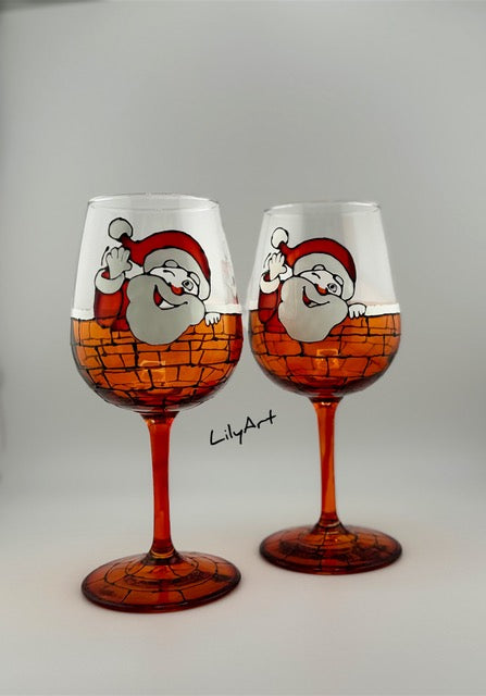 Festive Cheer Hand-Painted Wine Glasses