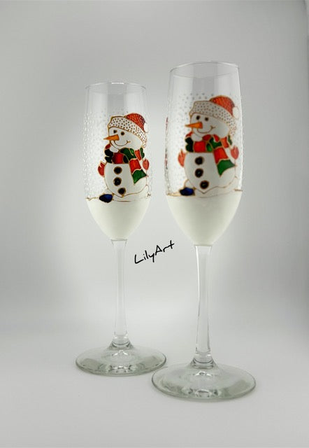 Festive Cheer Hand-Painted Wine Glasses