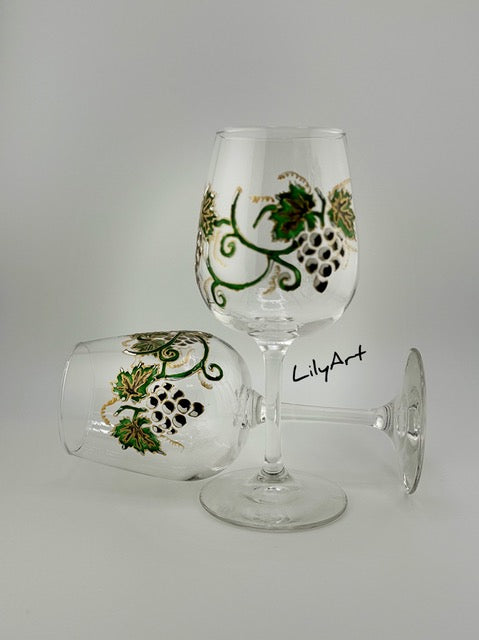 Festive Grapes Hand-Painted Wine Glasses