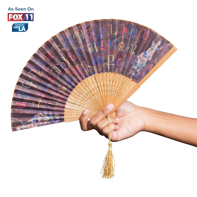 Armenian Alphabet & Dancers Hand Fan