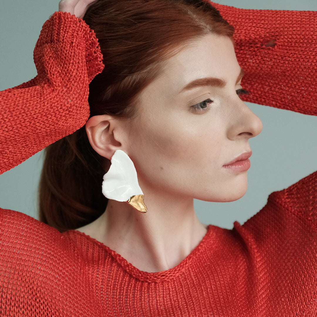 "Vela" Large Glazed Earrings