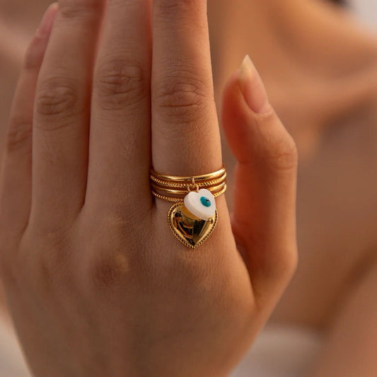 Evil Eye & Heart Ring