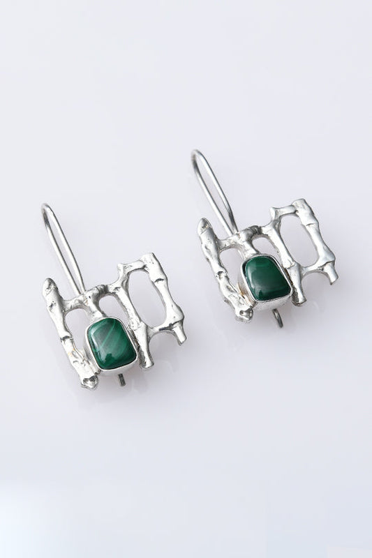 Vienna My Love silver earrings with malachite - Lusanet Collective