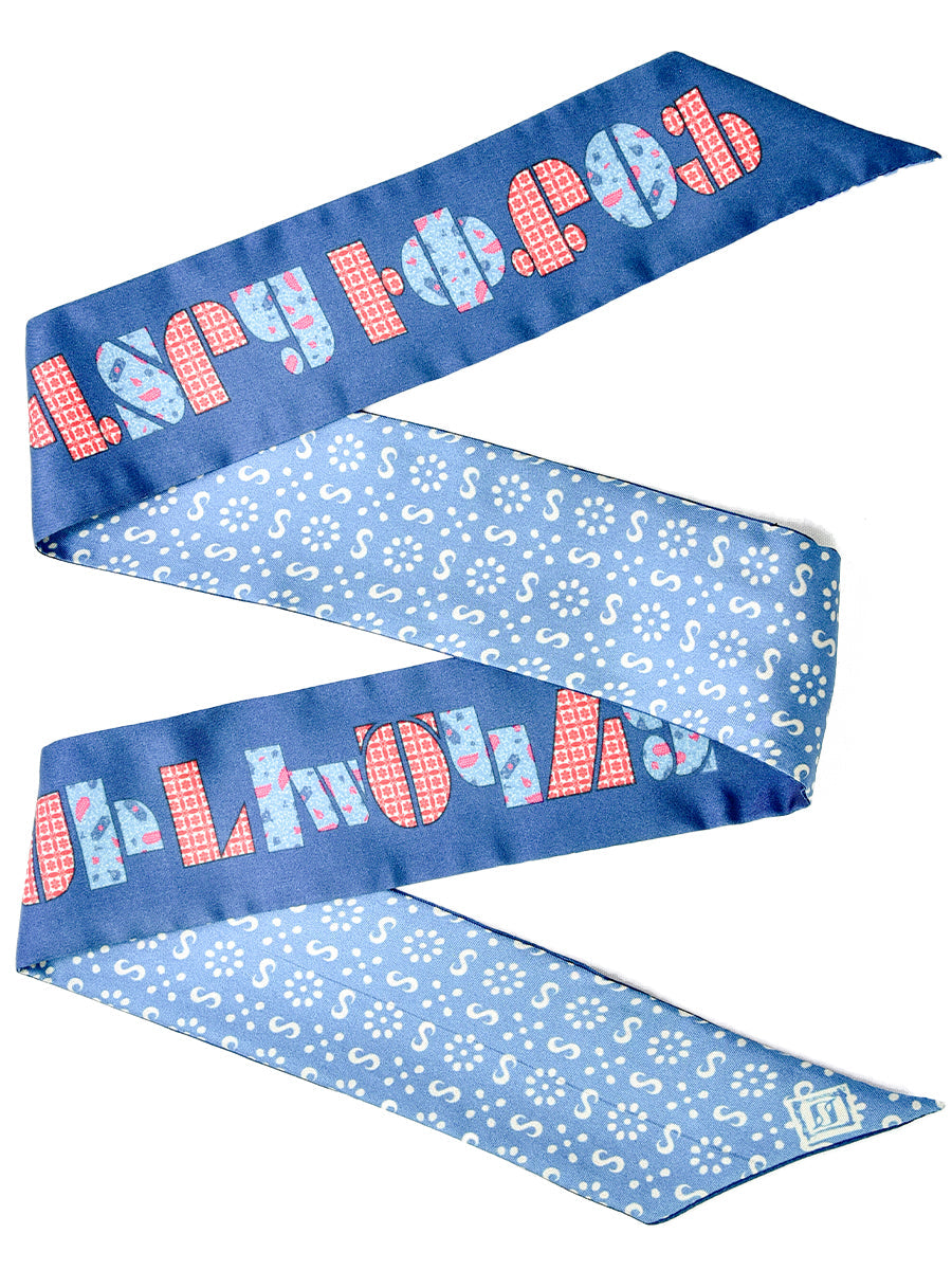 Armenian Alphabet Blue Narrow Scarf