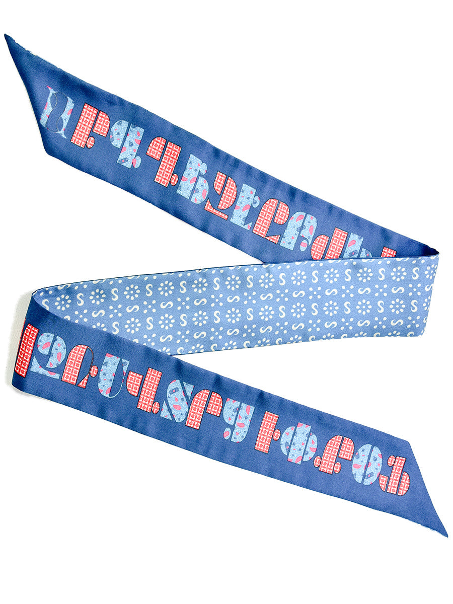 Armenian Alphabet Blue Narrow Scarf