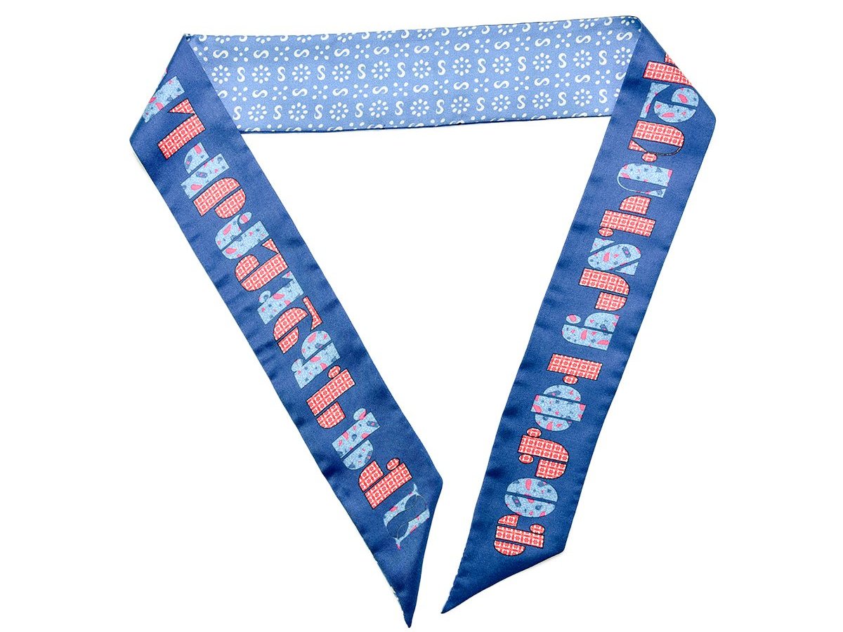 Armenian Alphabet Blue Narrow Scarf