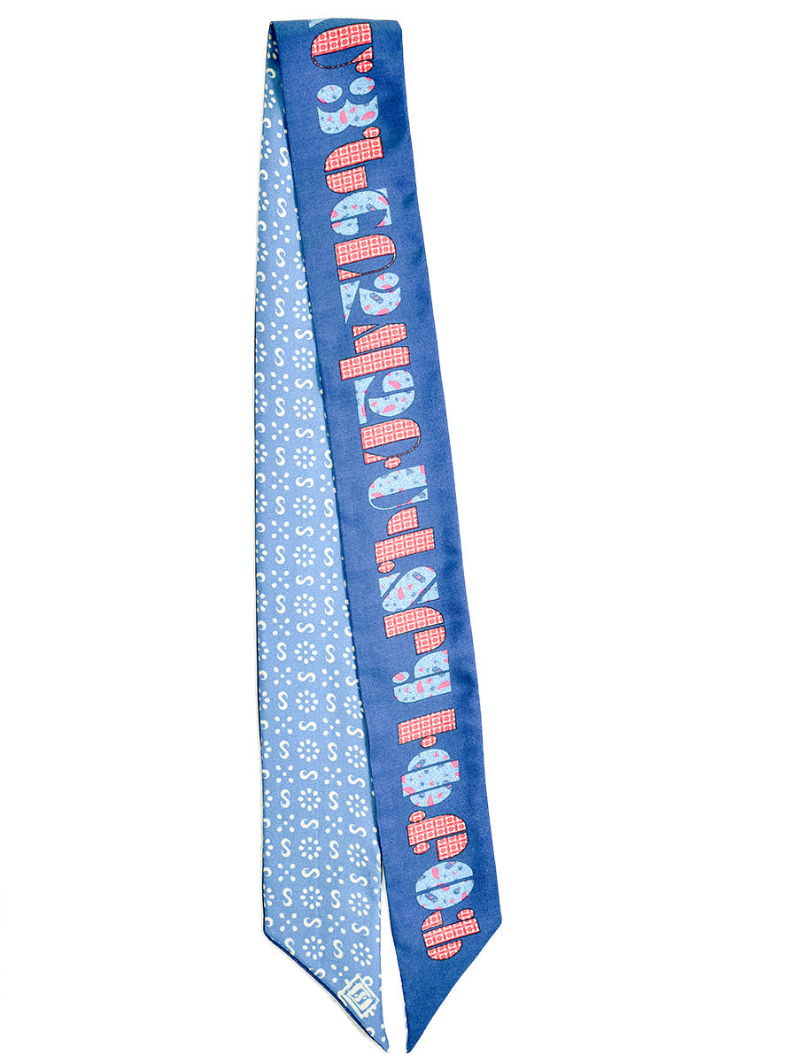 Armenian Alphabet Blue Narrow Scarf