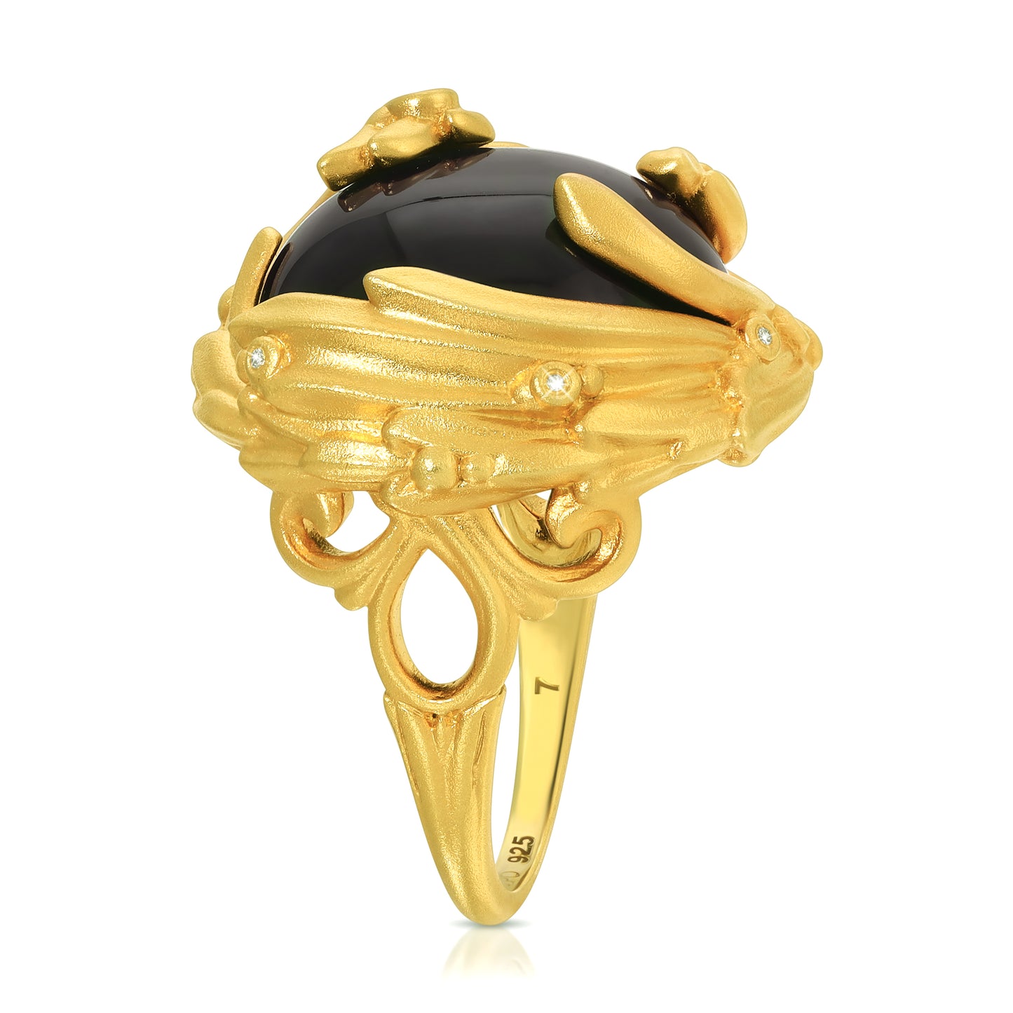 Black Agate & Diamonds Ring