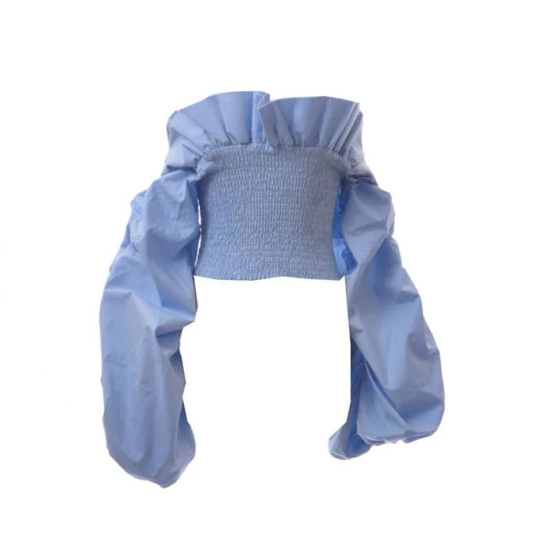 Fashion Trendy Plain Cut Out Spliced Sleeve Casual Tops Ladies Blouse