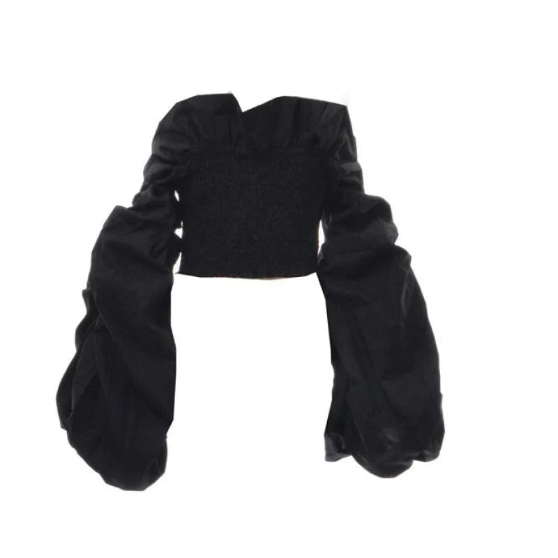 Fashion Trendy Plain Cut Out Spliced Sleeve Casual Tops Ladies Blouse