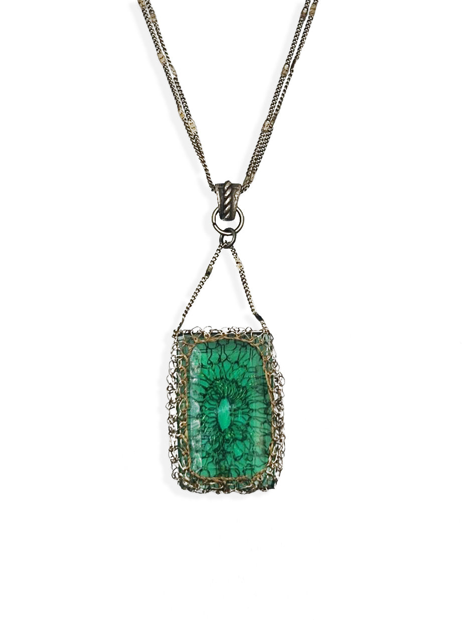 Green Czech crystal necklace