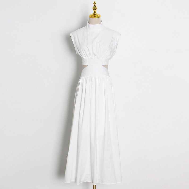 White Hollow Back Long Dress