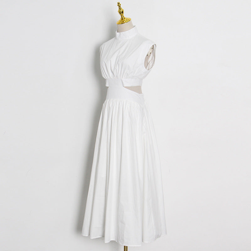 White Hollow Back Long Dress